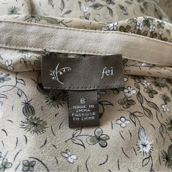 Anthropologie Fei Cavorting Flora Silk Blooms Floral Pintuck Button Top Blouse 6 - Picture 8 of 10